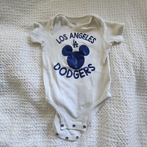 Dodger MLB Mickey White Onesie - Size 24M